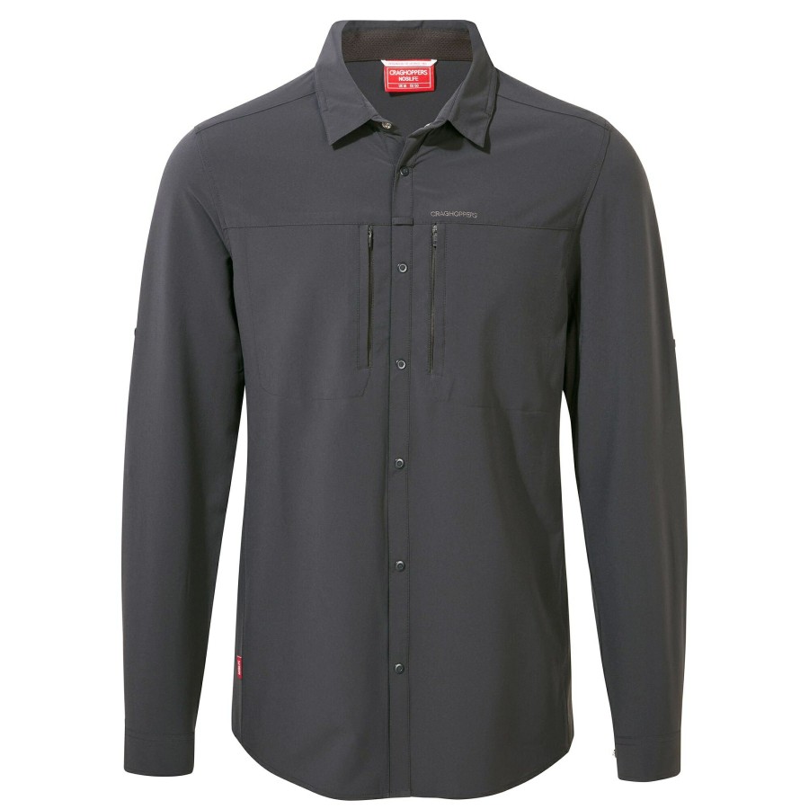 Mens Craghoppers Long Sleeve | Men'S Nosilife Pro Iv Long Sleeved Shirt - Black Pepper