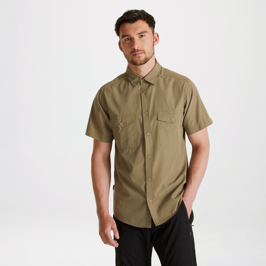 Mens Craghoppers Long Sleeve | Men'S Expert Kiwi Short Sleeved Shirt - Pebble