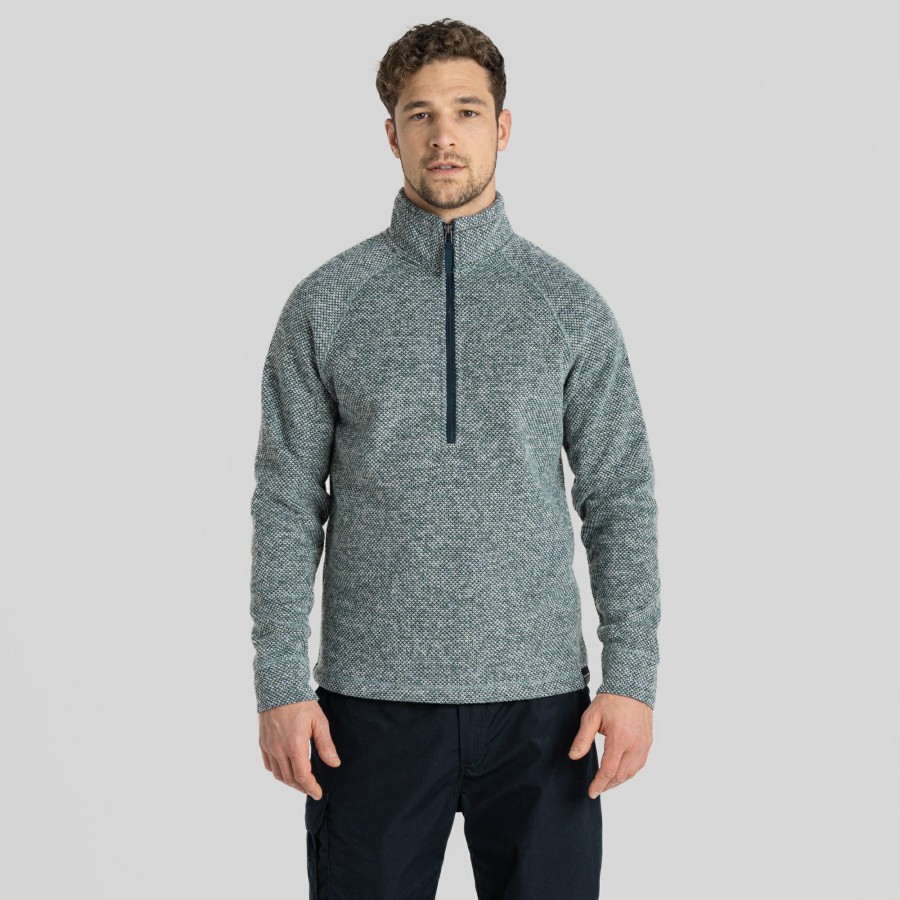 Mens Craghoppers Half Zip Fleece | Men'S Rubeus Half Zip Fleece - Balsam Green Marl