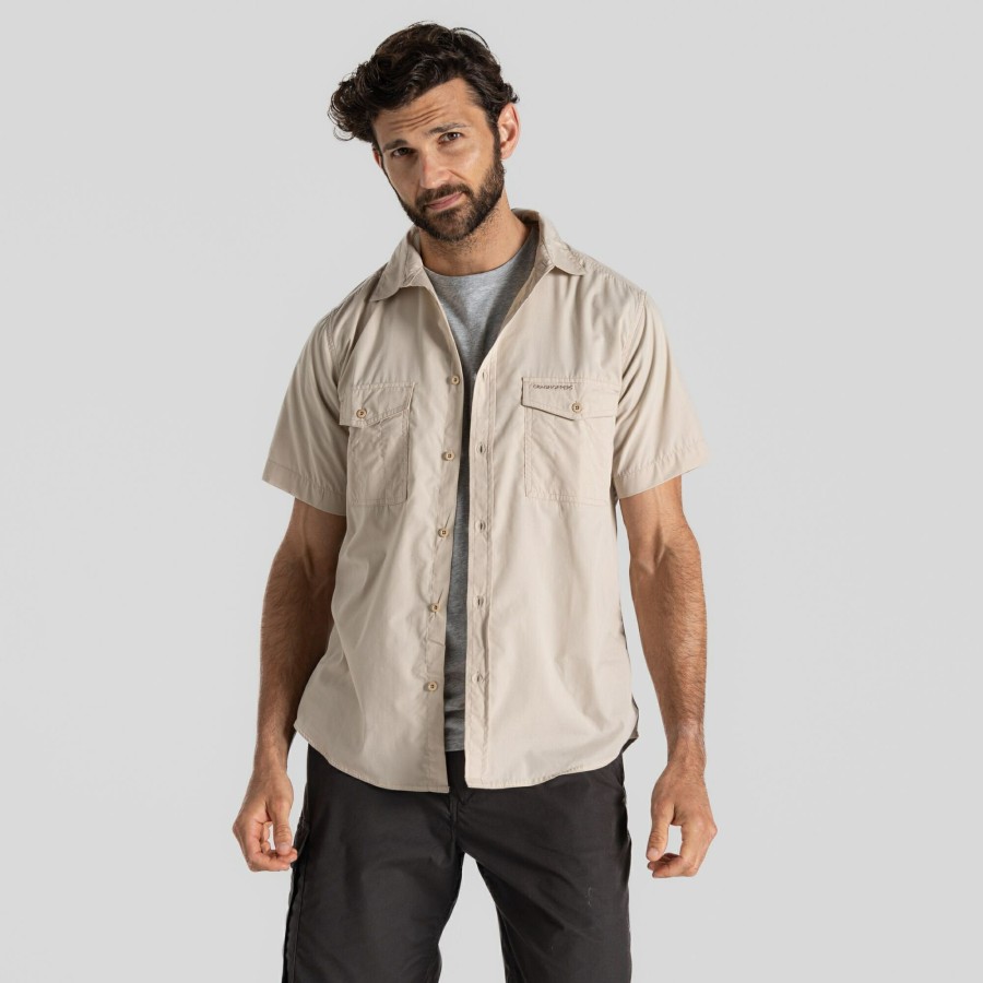 Mens Craghoppers Short Sleeve | Men'S Kiwi Short Sleeved Shirt - Oatmeal