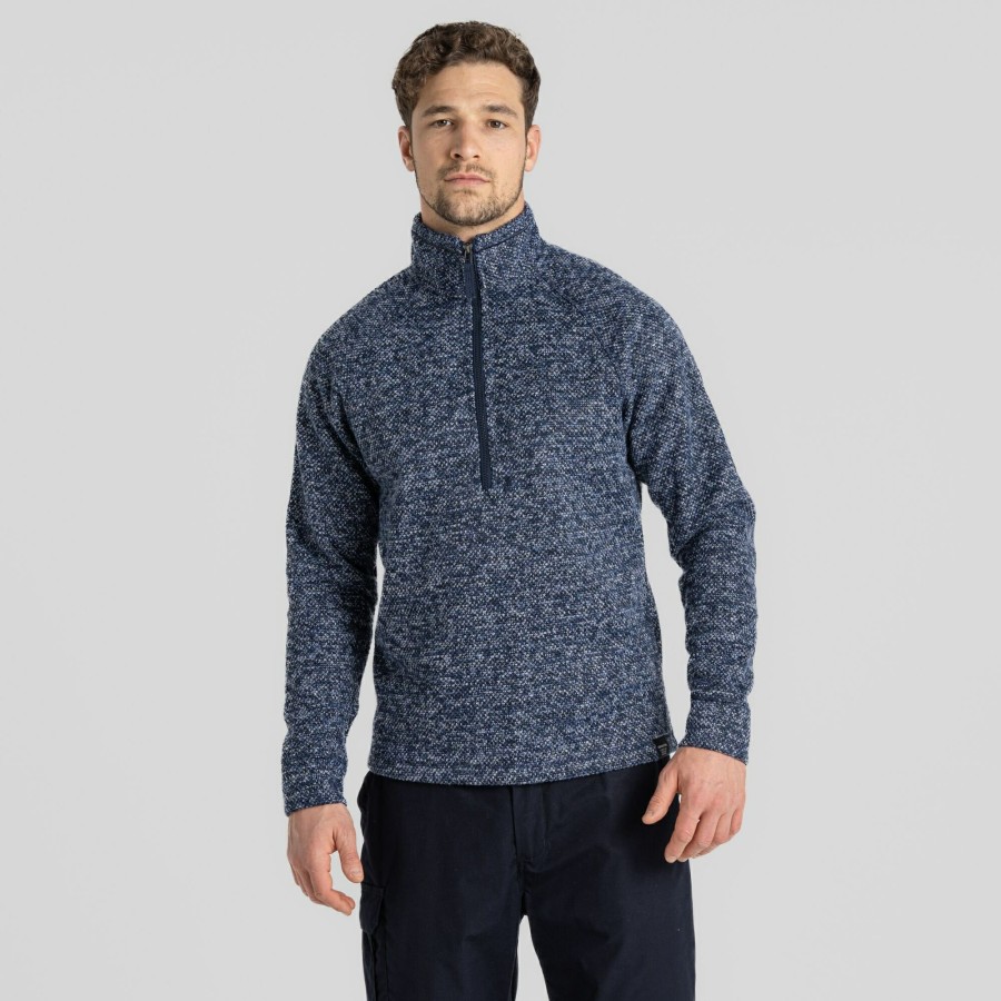 Mens Craghoppers Half Zip Fleece | Men'S Rubeus Half Zip Fleece - Blue Navy Marl