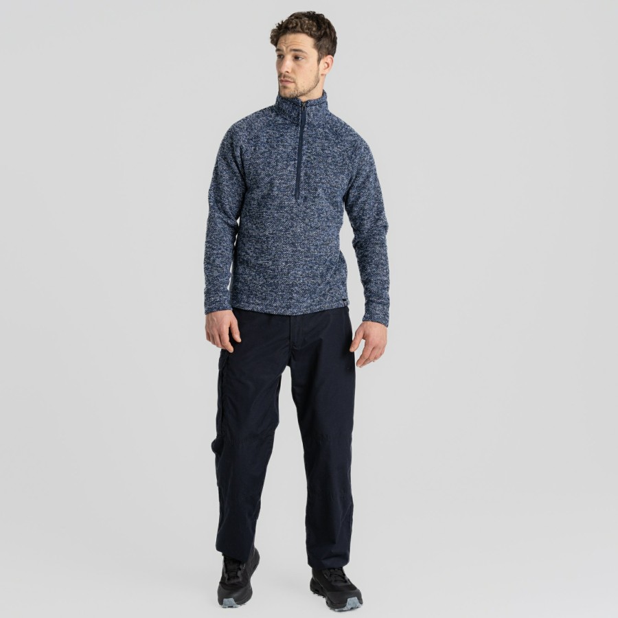 Mens Craghoppers Half Zip Fleece | Men'S Rubeus Half Zip Fleece - Blue Navy Marl