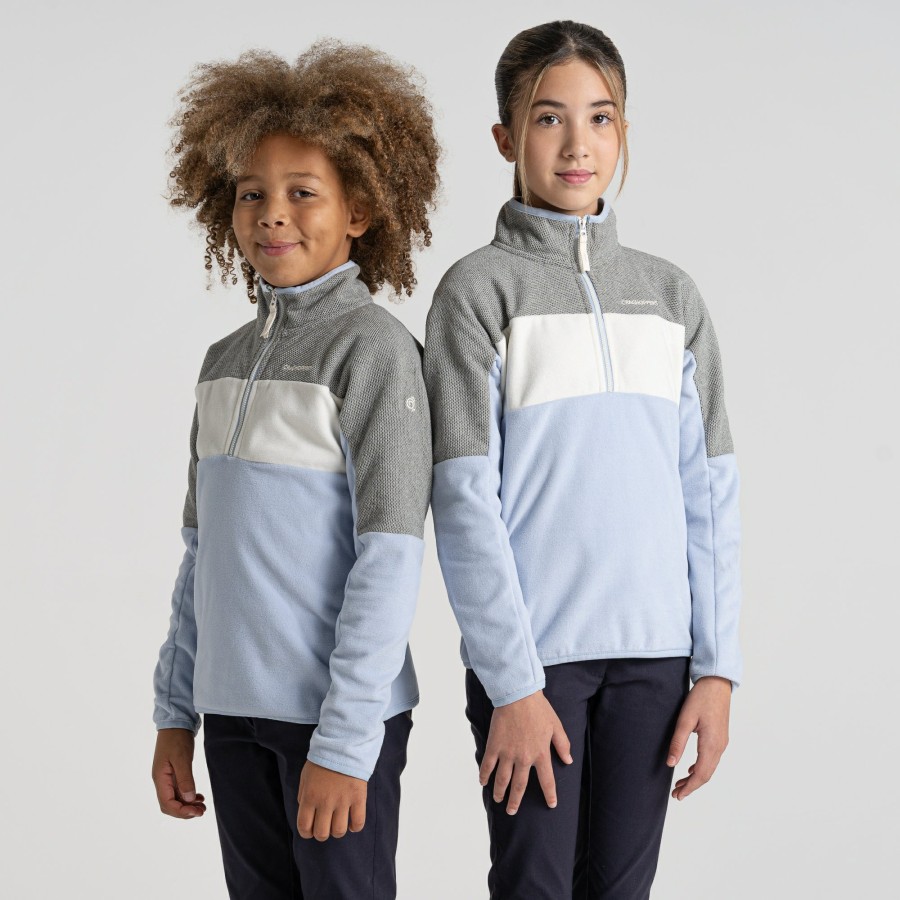 Kids Craghoppers Half Zip Fleece | Kid'S Linden Half Zip Fleece - Autumn Mist / Soft Grey Marl