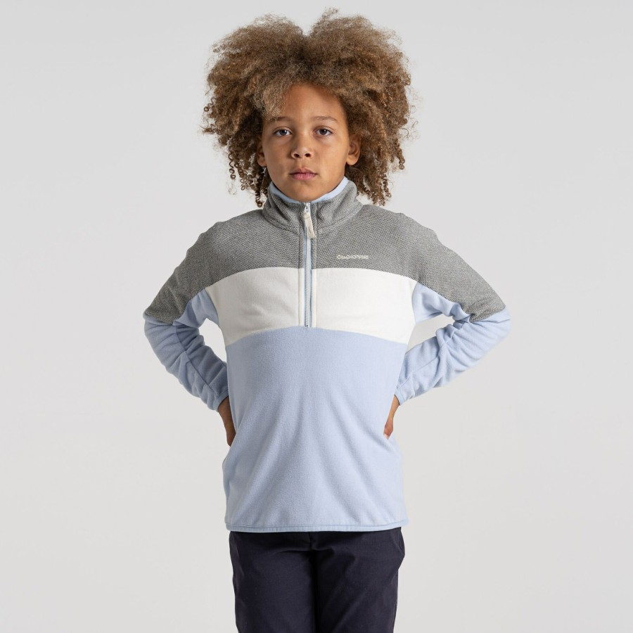 Kids Craghoppers Half Zip Fleece | Kid'S Linden Half Zip Fleece - Autumn Mist / Soft Grey Marl