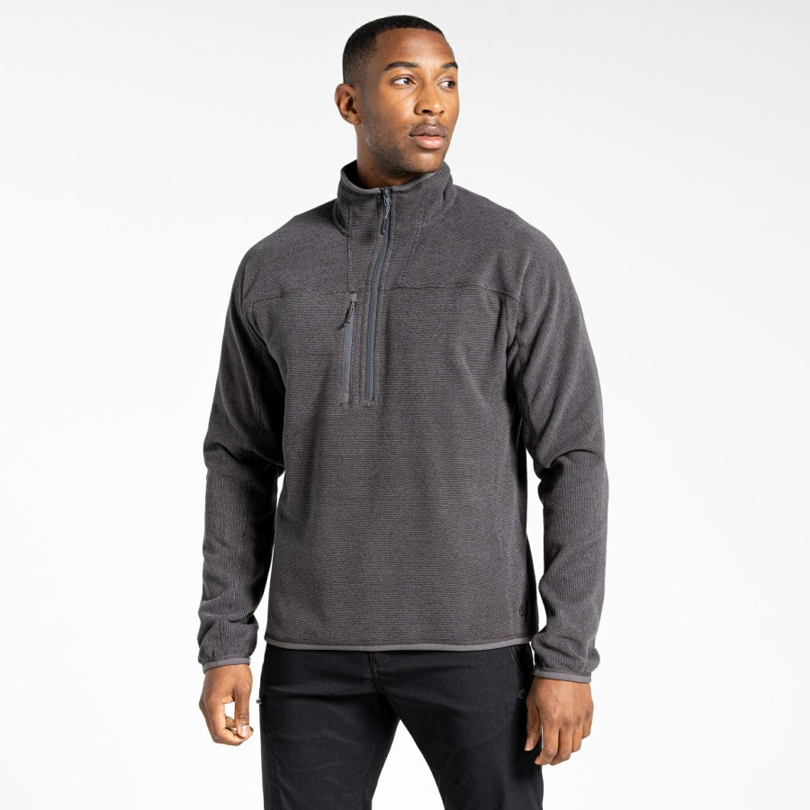 Mens Craghoppers Half Zip Fleece | Expert Active Half Zip Fleece - Carbon Grey Marl