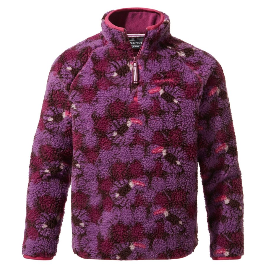 Kids Craghoppers Half Zip Fleece | Kid'S Shenden Half Zip Fleece - Blackcurrant Print