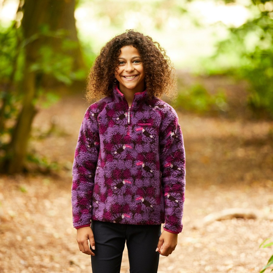 Kids Craghoppers Half Zip Fleece | Kid'S Shenden Half Zip Fleece - Blackcurrant Print