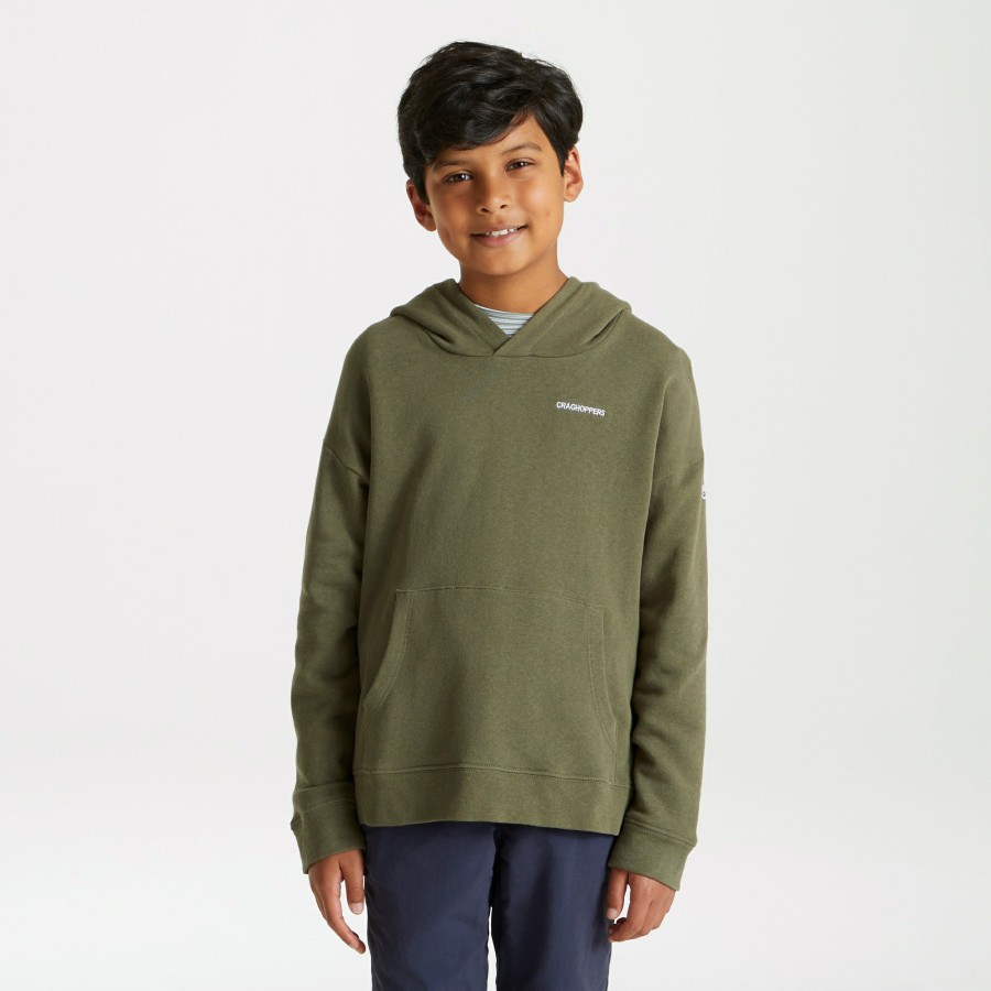 Kids Craghoppers Long Sleeve | Nosibotanical Madray Hooded Top - Parka Green