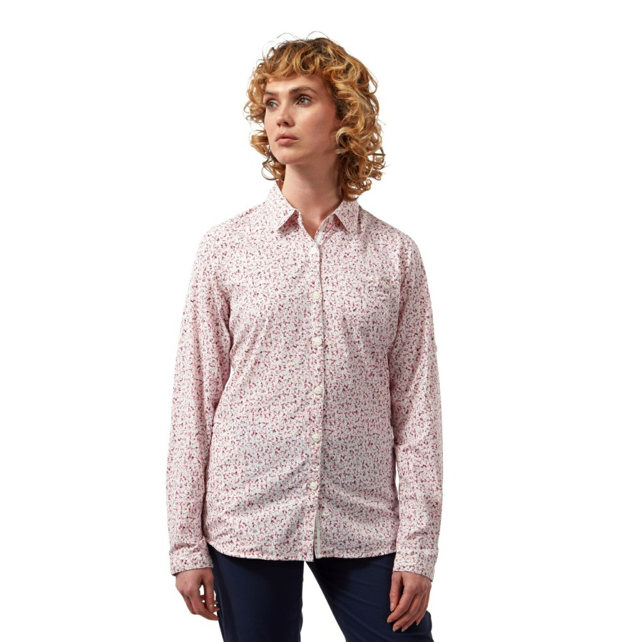 Womens Craghoppers Long Sleeve | Women'S Nosilife Fara Long Sleeved Shirt - Raspberry Print