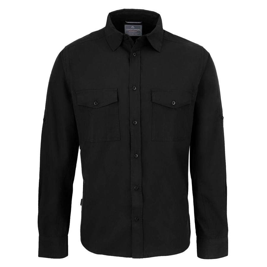 Mens Craghoppers Long Sleeve | Men'S Expert Kiwi Long Sleeved Shirt - Black