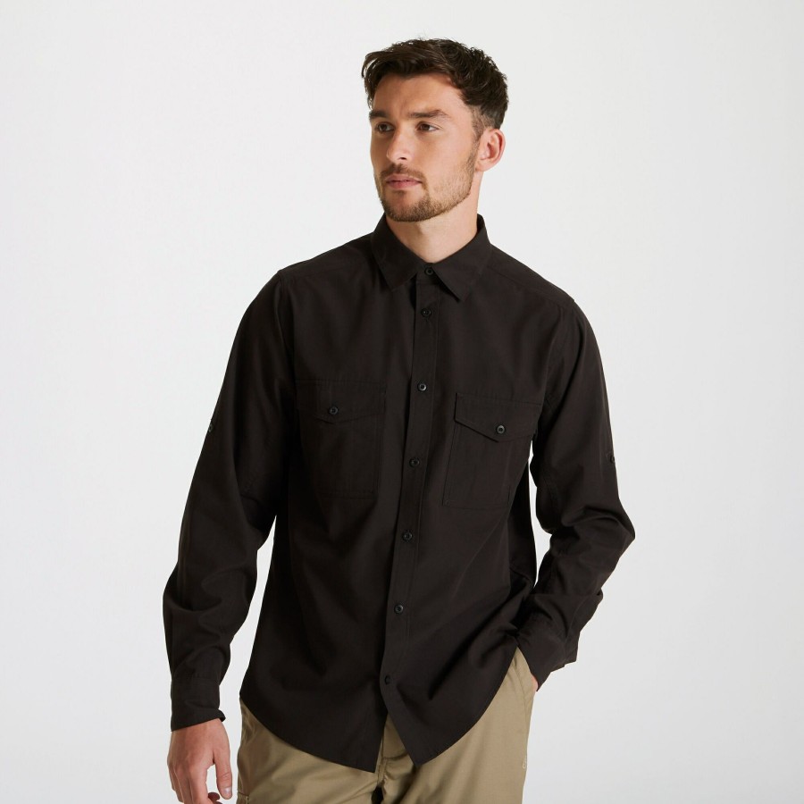 Mens Craghoppers Long Sleeve | Men'S Expert Kiwi Long Sleeved Shirt - Black