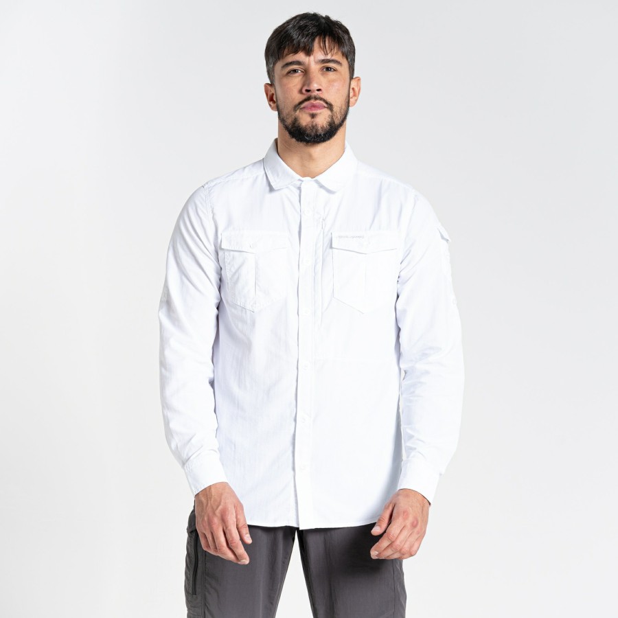 Mens Craghoppers Long Sleeve | Men'S Nosilife Adventure Ii Long Sleeved Shirt - Optic White