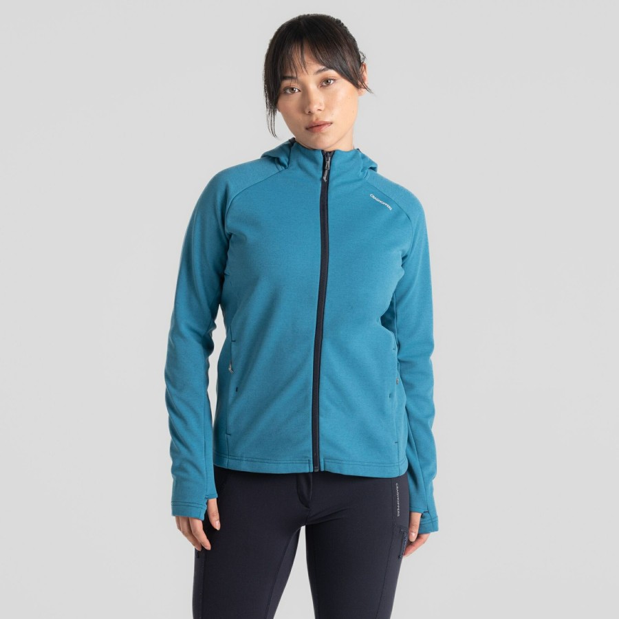 Womens Craghoppers Full Zip Fleece | Women'S Dynamic Pro Hooded Jacket - Tay Blue