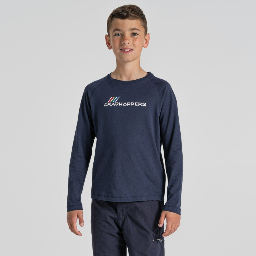 Kids Craghoppers Long Sleeve | Kid'S Bates Long Sleeved T-Shirt - Blue Navy Archive