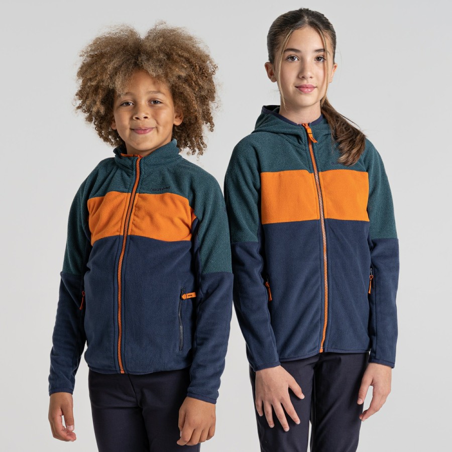 Kids Craghoppers Full Zip Fleece | Kid'S Linden Hooded Fleece Jacket - Blue Navy / Dark Aegean Blue