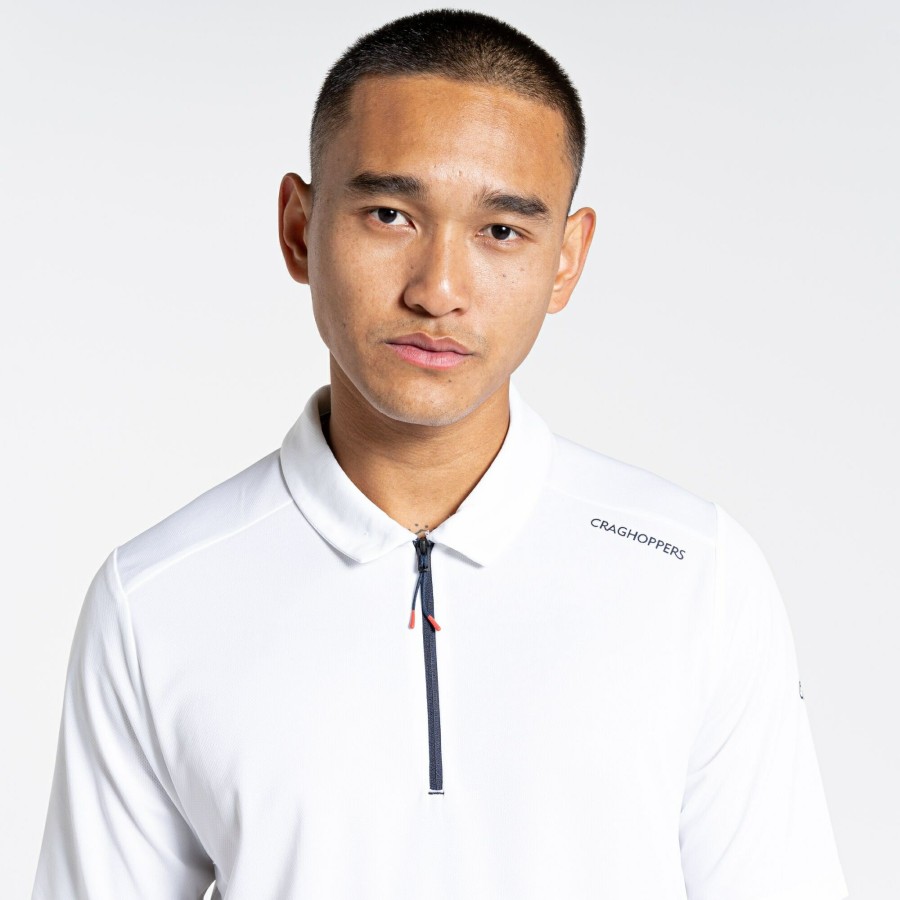 Mens Craghoppers Short Sleeve | Men'S Nosilife Pro Active Short Sleeved Polo - Optic White