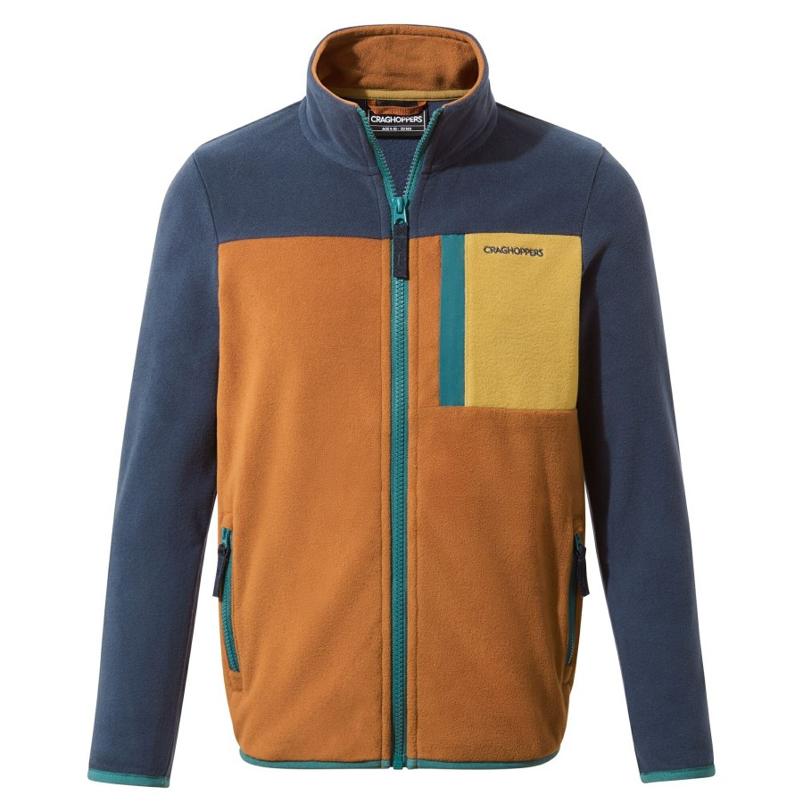 Kids Craghoppers Full Zip Fleece | Kid'S Tama Jacket - Blue Navy / Potters Clay