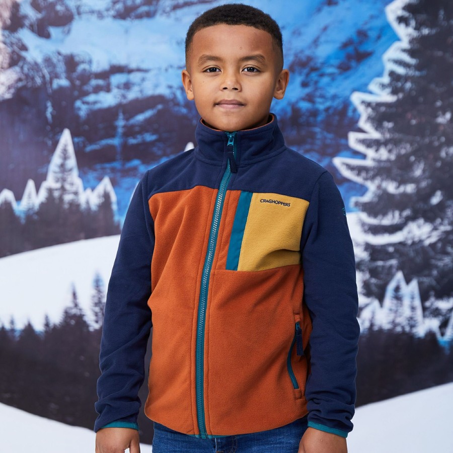 Kids Craghoppers Full Zip Fleece | Kid'S Tama Jacket - Blue Navy / Potters Clay