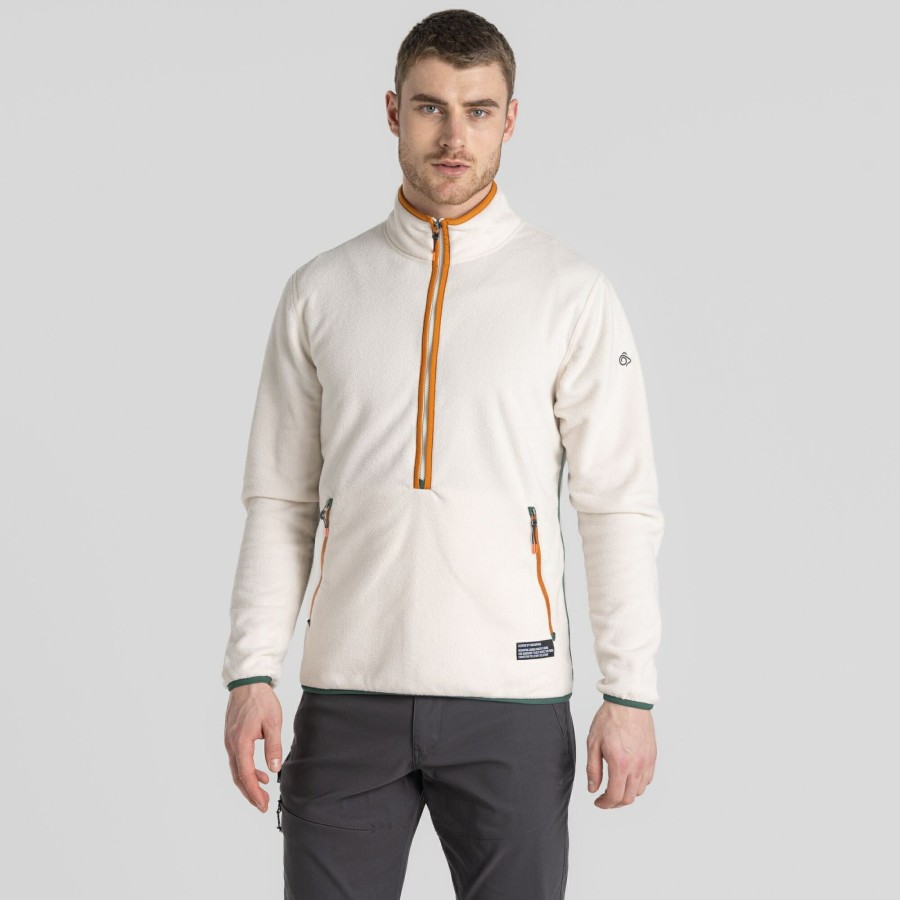 Mens Craghoppers Half Zip Fleece | Men'S Co2 Renu Half Zip Fleece - Ecru