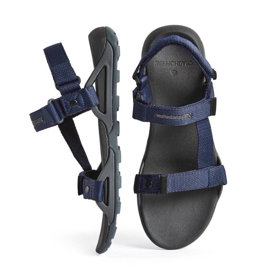 Mens Craghoppers Walking Shoes | Men'S Locke Sandals - Black / Blue Navy