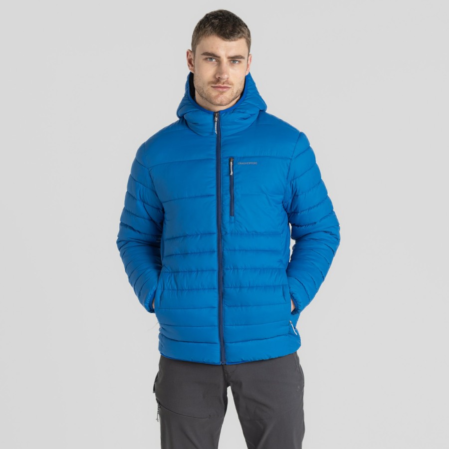 Mens Craghoppers Insulated Jackets | Men'S Compresslite Viii Hooded Jacket - Titan Blue / Black Pepper