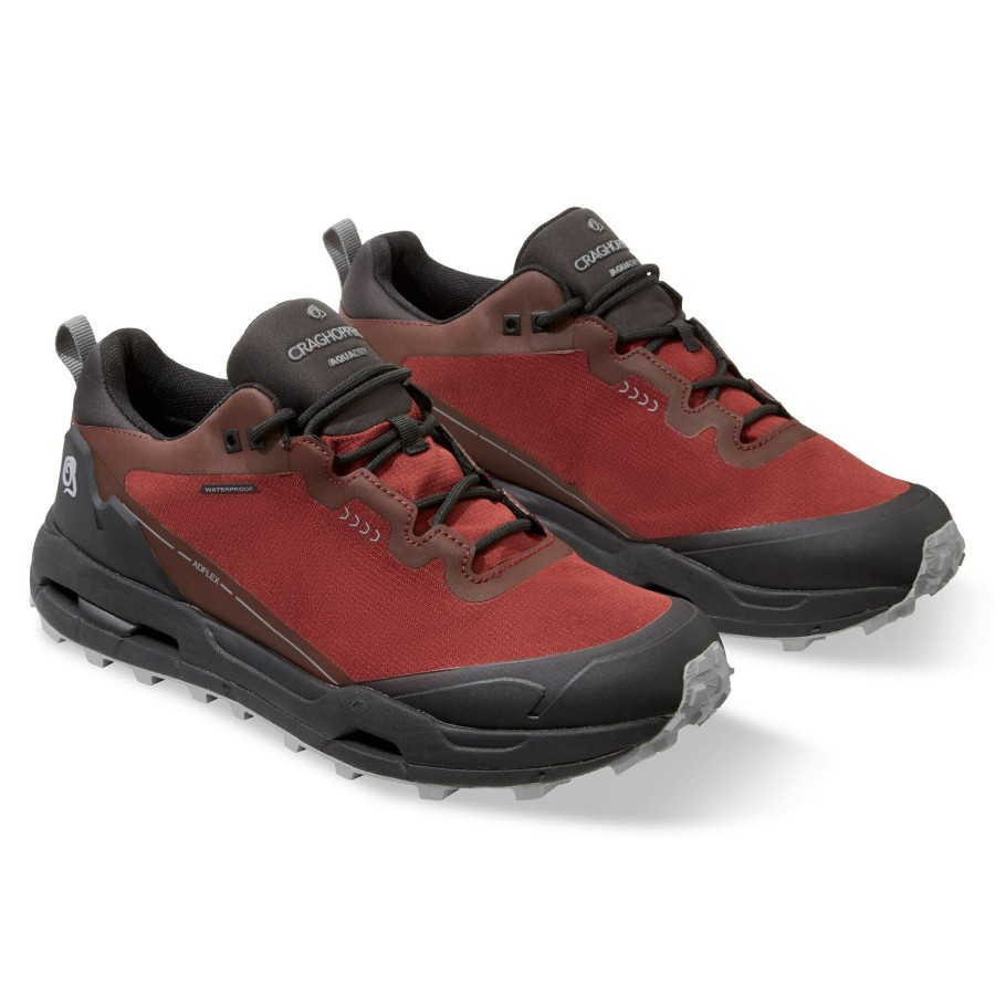 Mens Craghoppers Walking Shoes | Men'S Adflex Low Boots - Red Brick/Black