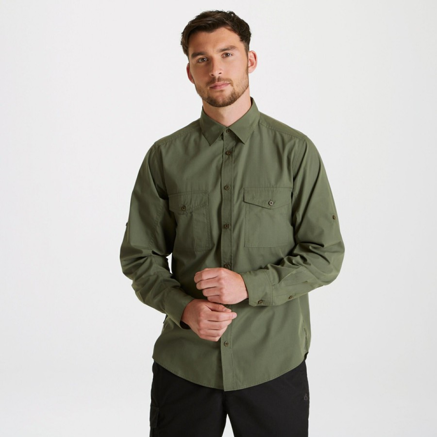 Mens Craghoppers Long Sleeve | Men'S Expert Kiwi Long Sleeved Shirt - Dark Cedar Green