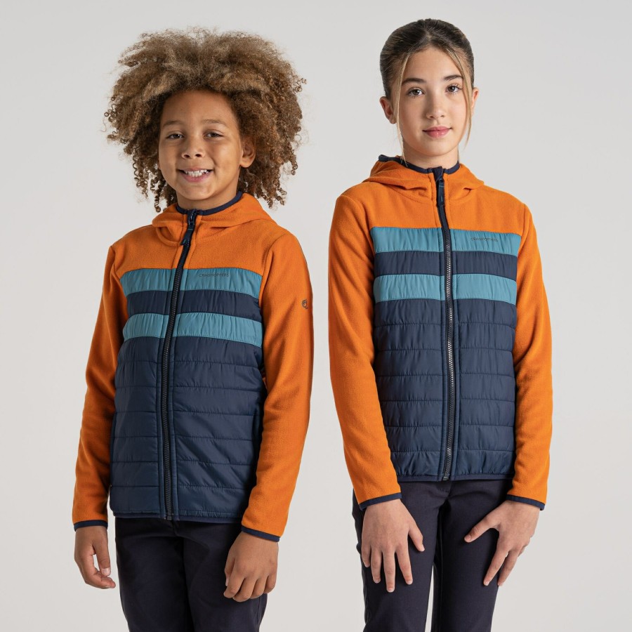 Kids Craghoppers Insulated Jackets | Kid'S Brady Hybrid Jacket - Canyon Orange / Blue Navy