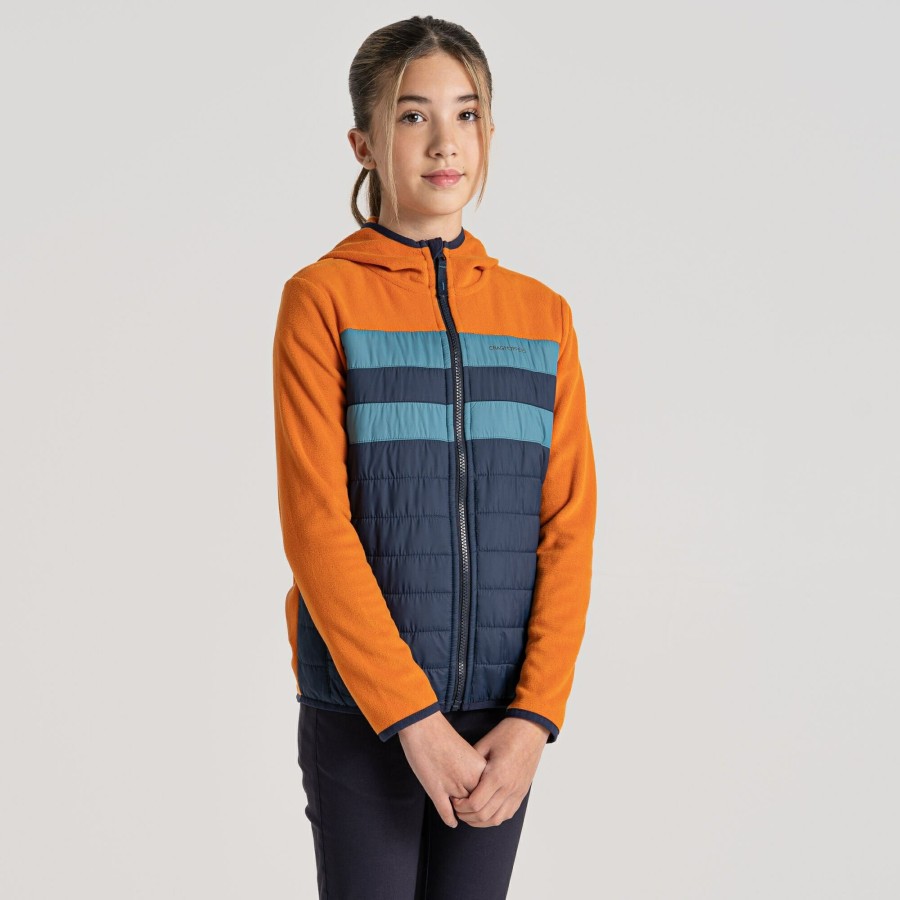 Kids Craghoppers Insulated Jackets | Kid'S Brady Hybrid Jacket - Canyon Orange / Blue Navy