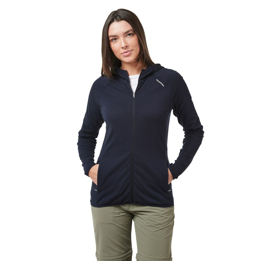 Womens Craghoppers Full Zip Fleece | Women'S Nosilife Nilo Hooded Top - Blue Navy