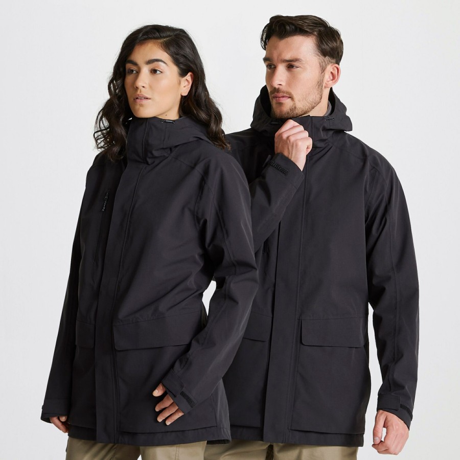 Womens Craghoppers Waterproof Jackets | Expert Kiwi Pro Stretch Long Jacket - Black