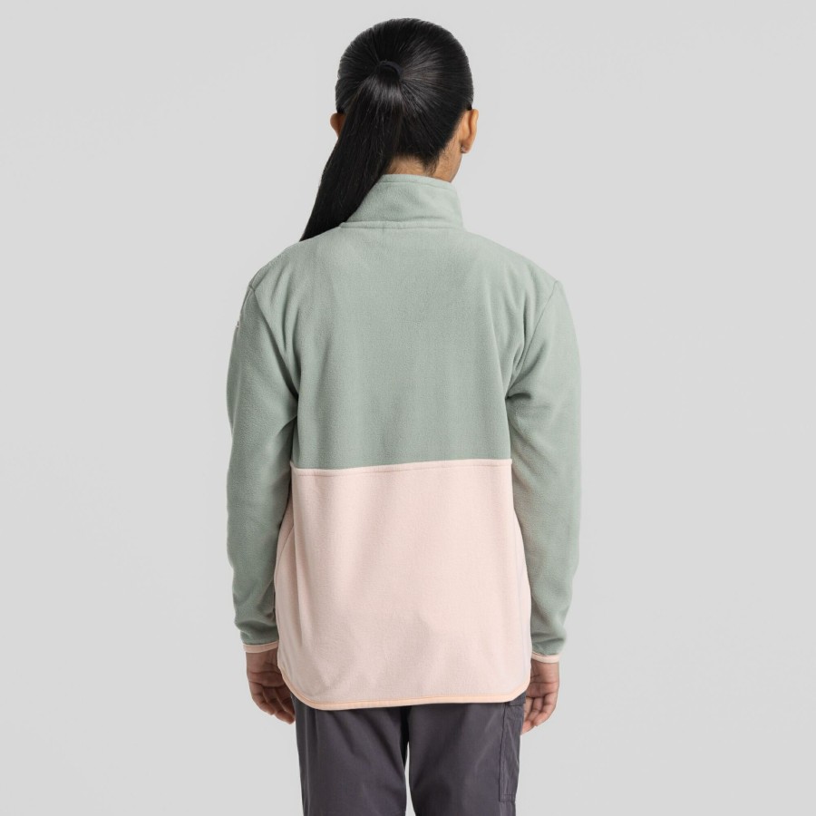 Kids Craghoppers Half Zip Fleece | Kid'S Valo Half Zip Fleece - Meadow Haze / Pink Dusk