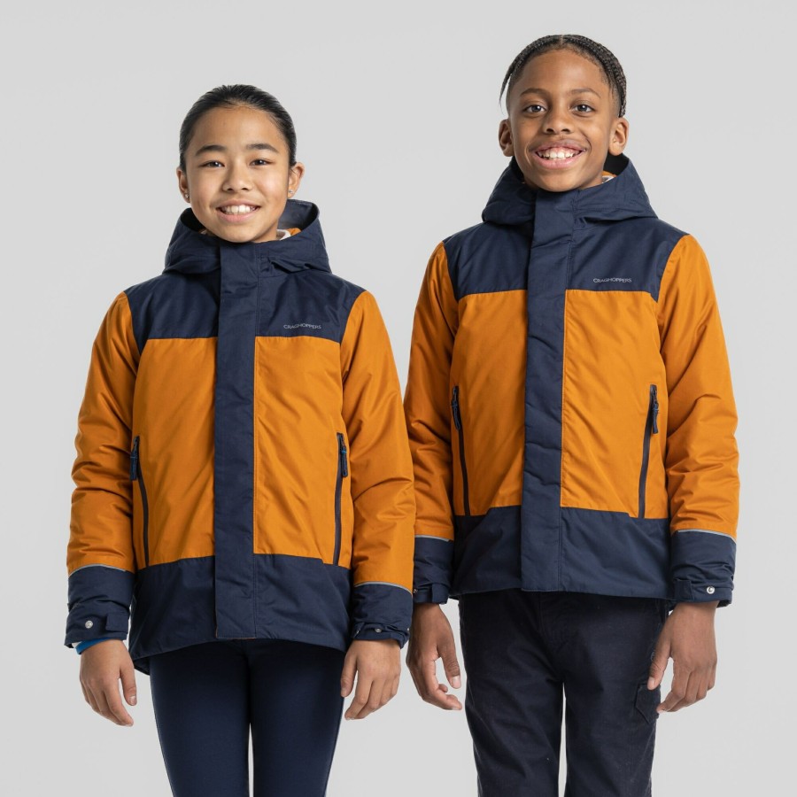 Kids Craghoppers Insulated Jackets | Kid'S Nephin Jacket - Pumpkin Spice / Blue Navy