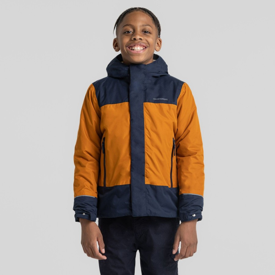 Kids Craghoppers Insulated Jackets | Kid'S Nephin Jacket - Pumpkin Spice / Blue Navy