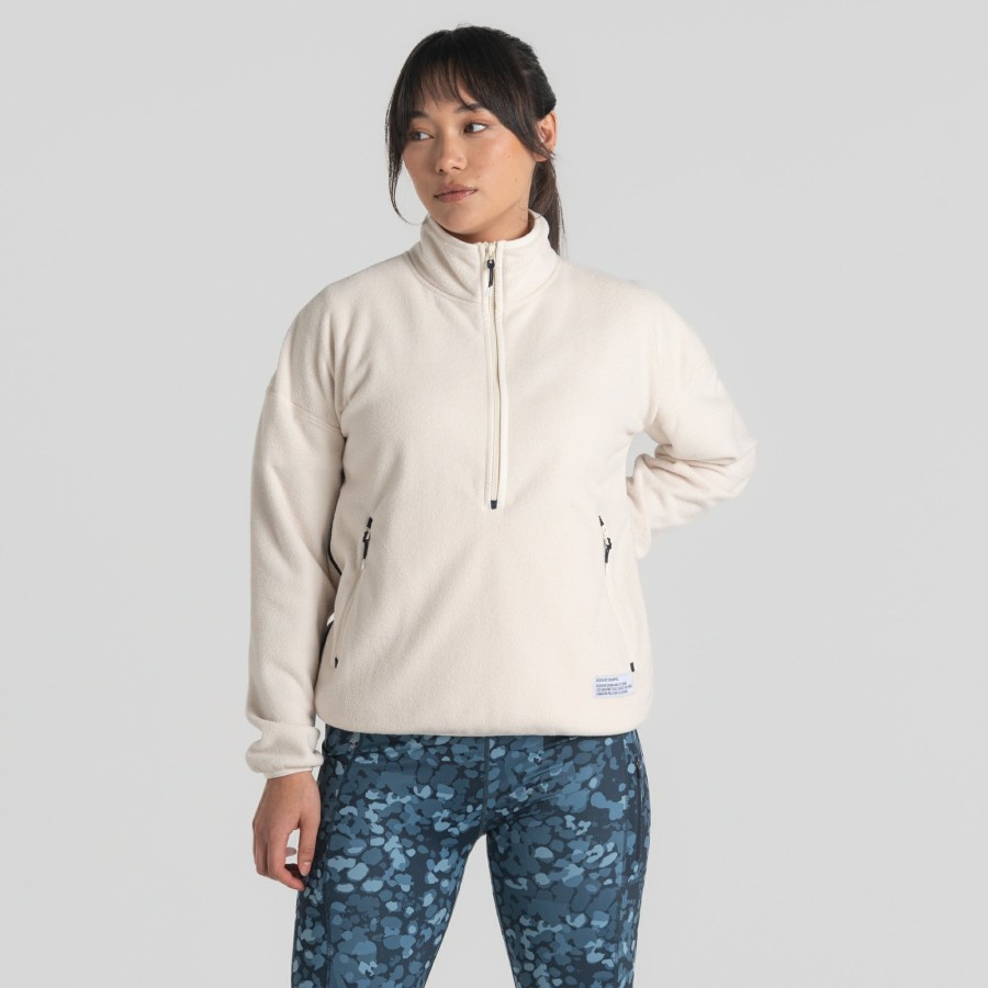 Womens Craghoppers Half Zip Fleece | Women'S Co2 Renu Half Zip Fleece - Ecru