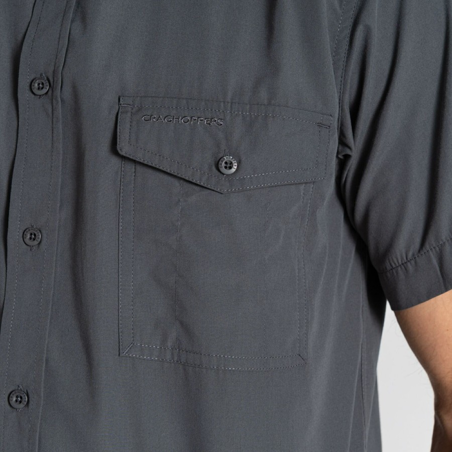 Mens Craghoppers Short Sleeve | Men'S Kiwi Short Sleeved Shirt - Dark Grey