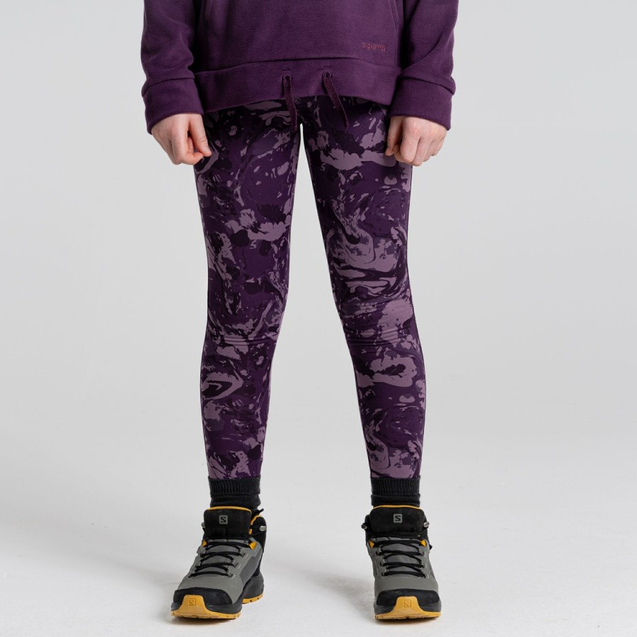 Kids Craghoppers Walking Trousers | Kid'S Kiwi Legging - Damson Print