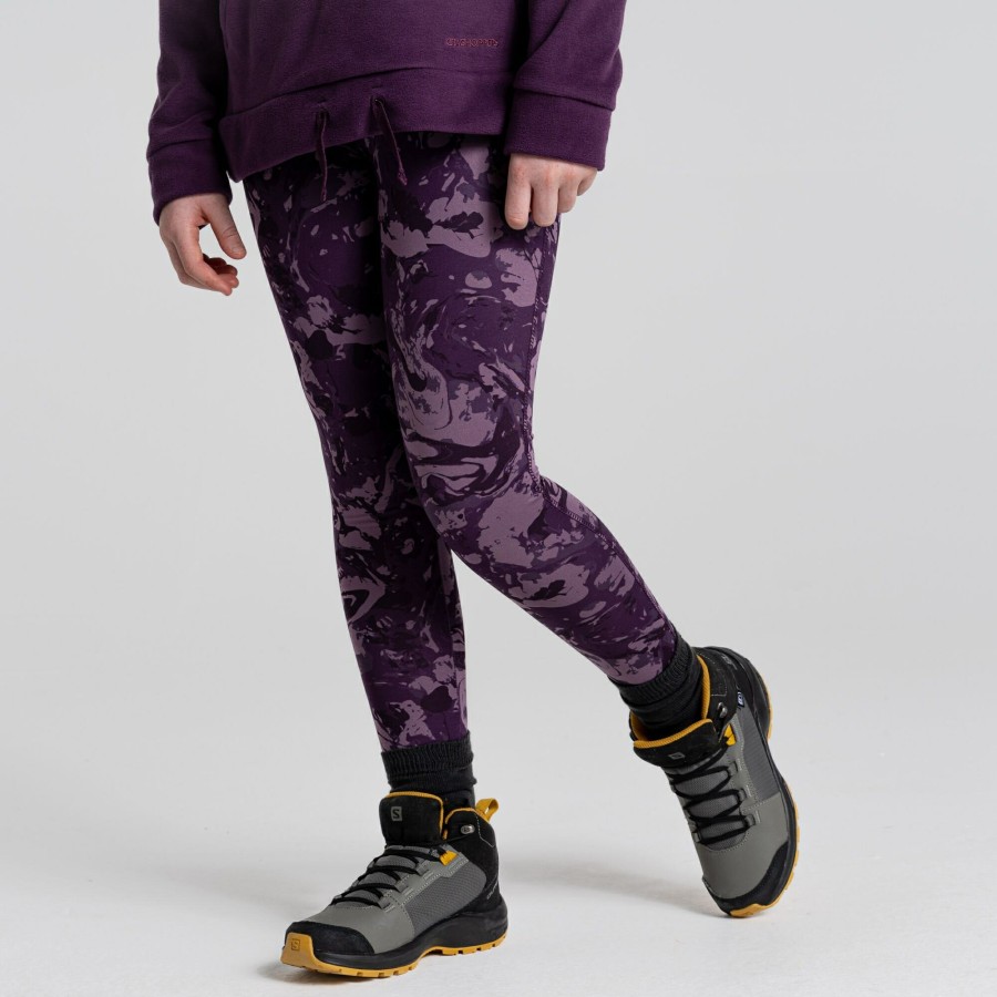 Kids Craghoppers Walking Trousers | Kid'S Kiwi Legging - Damson Print