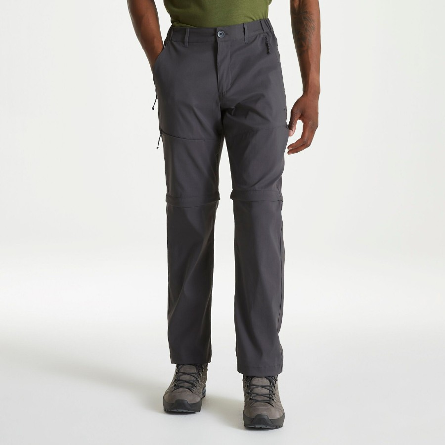 Mens Craghoppers Zip Off Trousers | Men'S Kiwi Pro Ii Convertible Trousers - Dark Lead