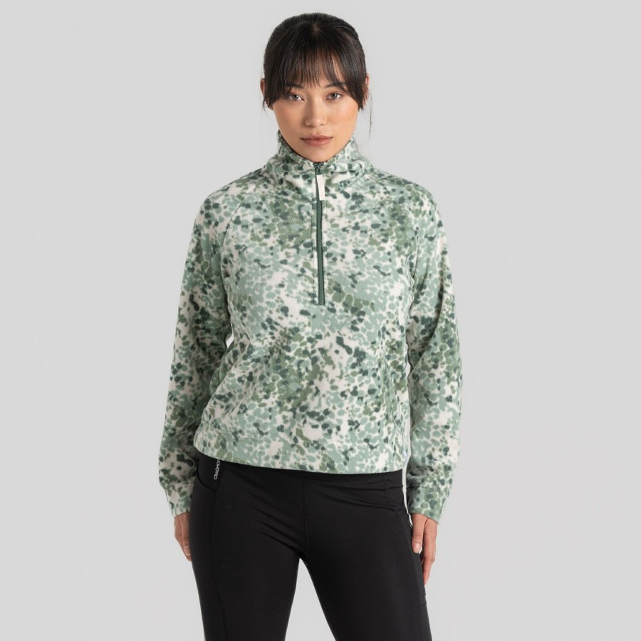 Womens Craghoppers Half Zip Fleece | Women'S Evie Half Zip Fleece - Frosted Pine Print