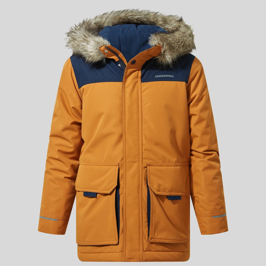 Kids Craghoppers Insulated Jackets | Kid'S Corrib Jacket - Pumpkin Spice / Blue Navy