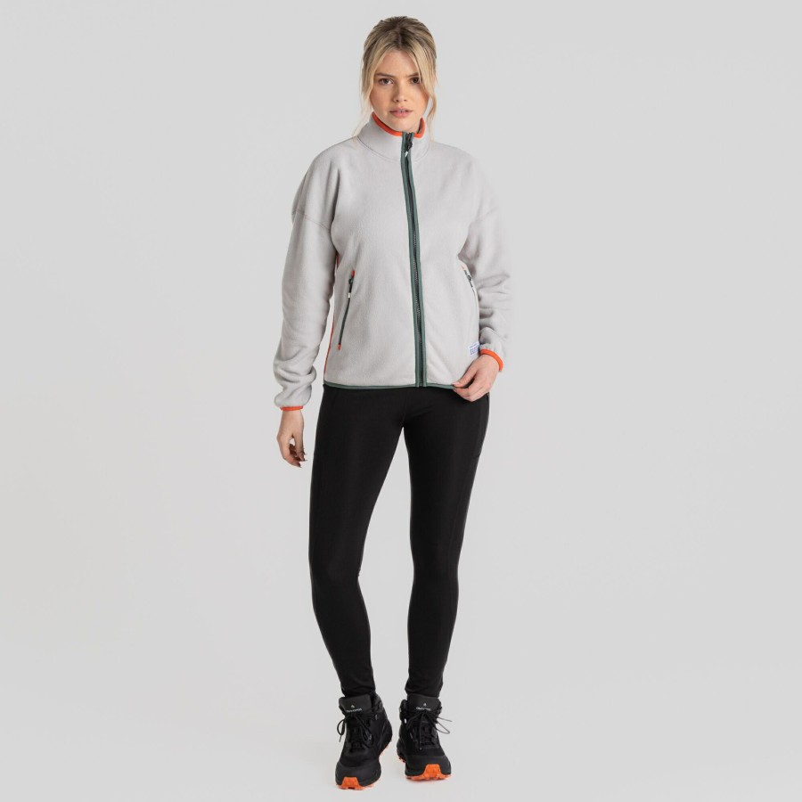 Womens Craghoppers Full Zip Fleece | Women'S Co2 Renu Full Zip Fleece - Light Grey Marl