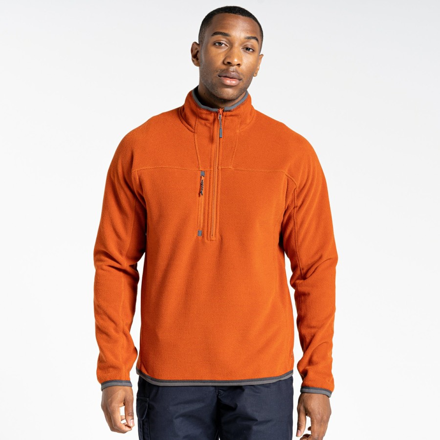 Mens Craghoppers Half Zip Fleece | Expert Active Half Zip Fleece - Potters Clay Marl