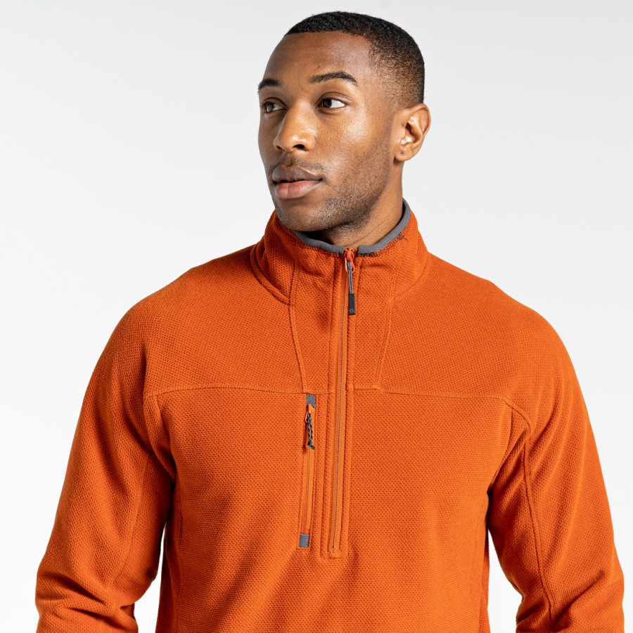 Mens Craghoppers Half Zip Fleece | Expert Active Half Zip Fleece - Potters Clay Marl