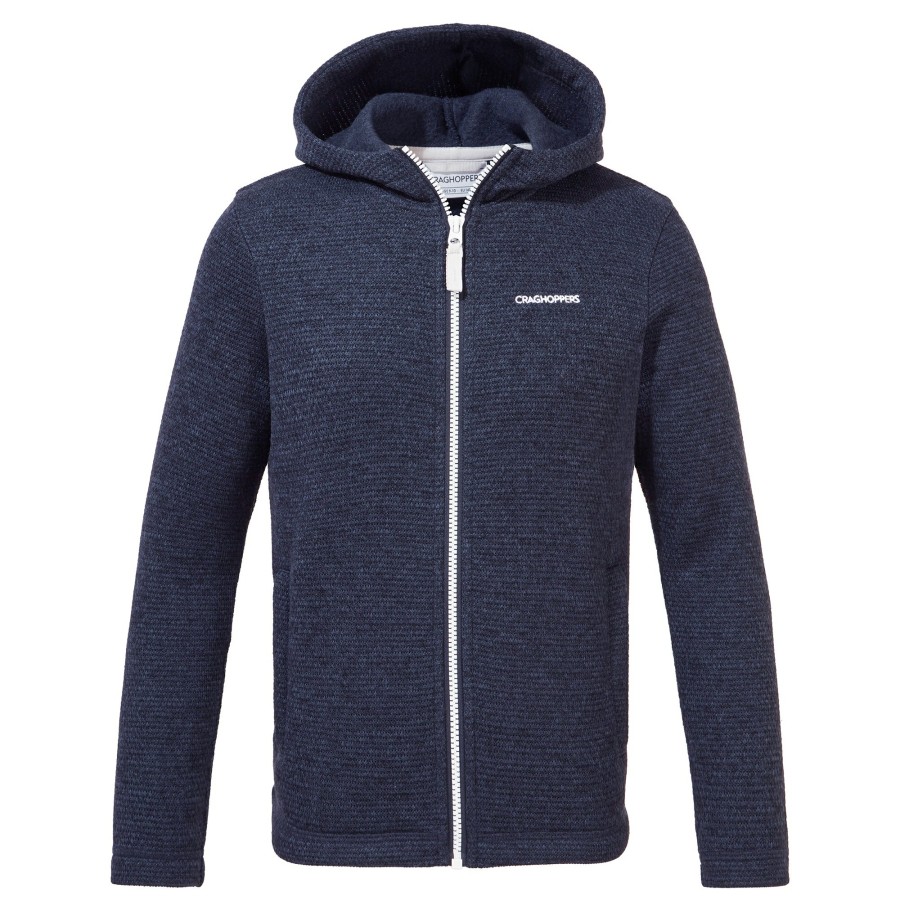 Kids Craghoppers Full Zip Fleece | Kids' Shiloh Hooded Fleece Jacket - Blue Navy Marl