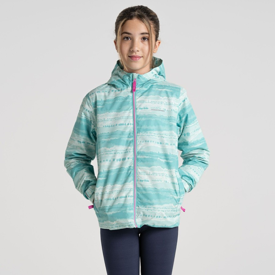 Kids Craghoppers Waterproof Jackets | Kid'S Rowan Waterproof Jacket - Ocean Green Print