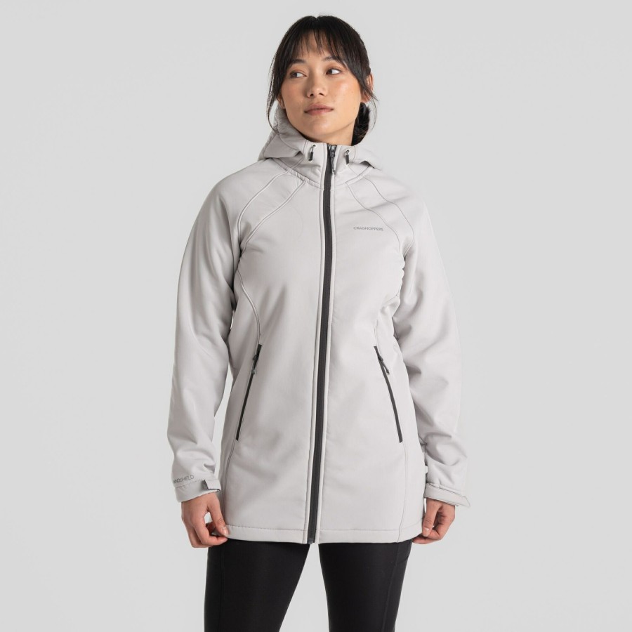 Womens Craghoppers Softshell Jackets | Women'S Gwen Hooded Jacket - Light Grey