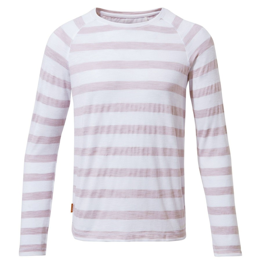 Kids Craghoppers Long Sleeve | Kid'S Nosilife Paola Long Sleeved T-Shirt - Brushed Lilac Stripe