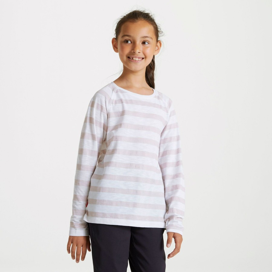 Kids Craghoppers Long Sleeve | Kid'S Nosilife Paola Long Sleeved T-Shirt - Brushed Lilac Stripe