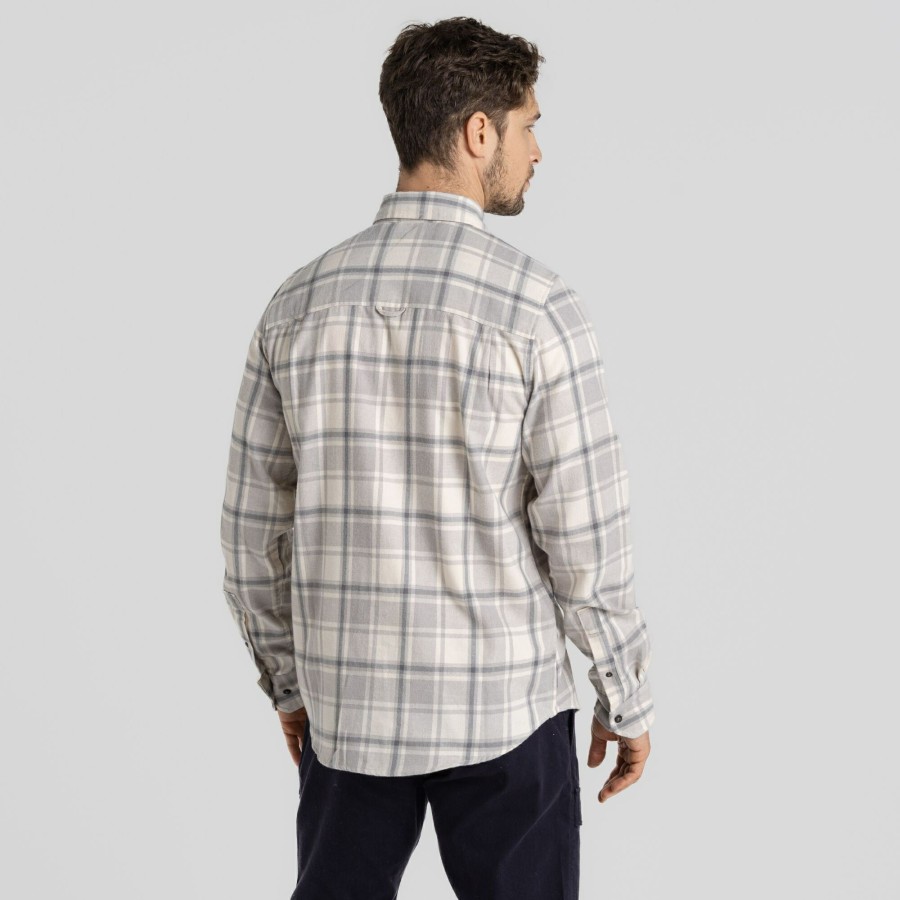 Mens Craghoppers Long Sleeve | Men'S Kiwi Long Sleeved Check Shirt - Soft Grey Marl Check